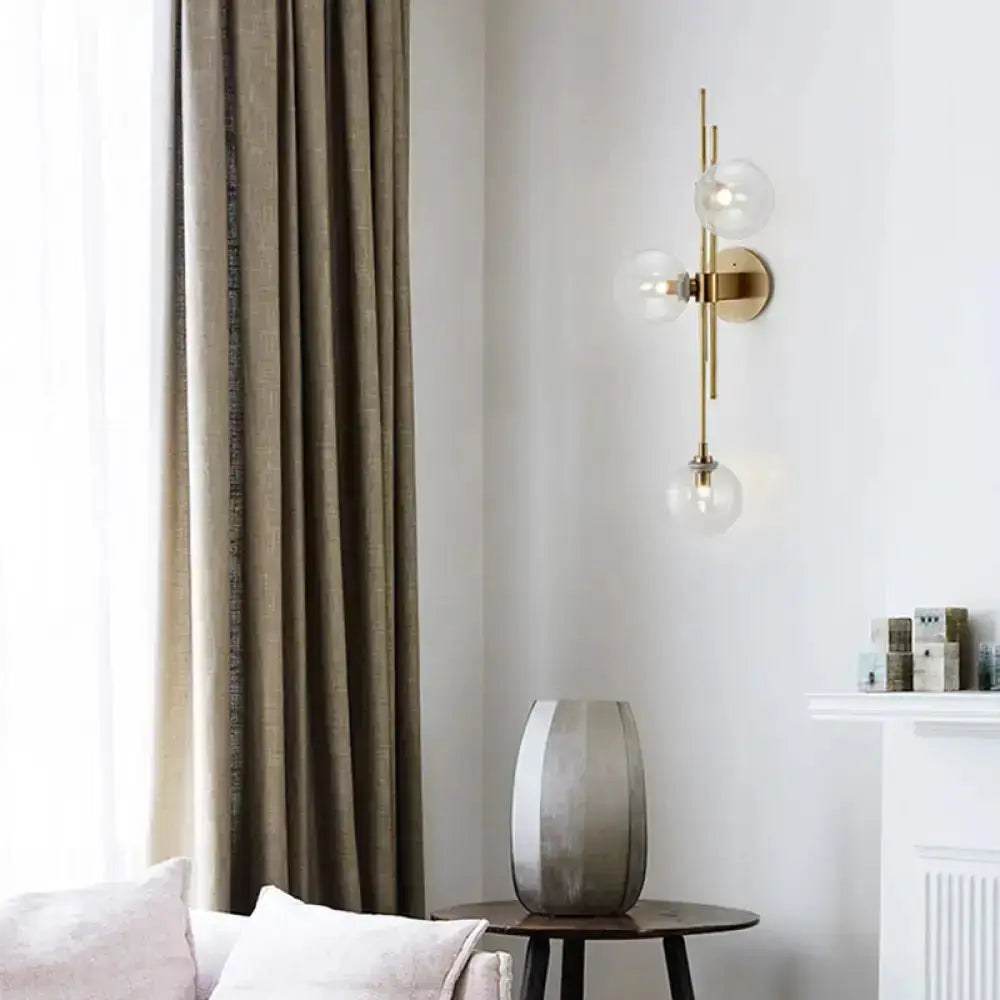 Brass and Glass Green Globe Wall Sconce Lamp