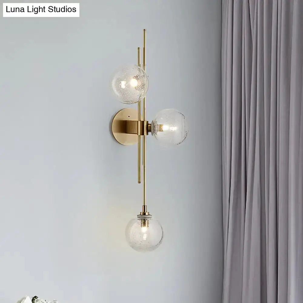 Brass and Glass Green Globe Wall Sconce Lamp