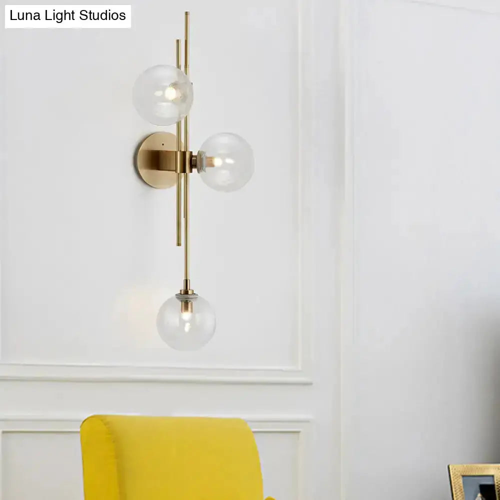 Brass and Glass Green Globe Wall Sconce Lamp