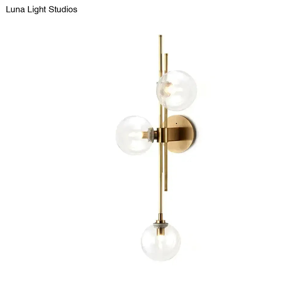 Brass and Glass Green Globe Wall Sconce Lamp