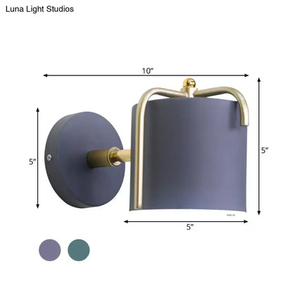 Green gray metal wall sconce with brass accents 5-inch shade 10-inch projection Decorbites on Tampa Home & Garden Store