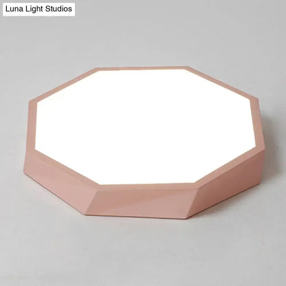 Pink hexagonal mount ceiling light with white panel for bedroom on Tampa Home & Garden Store