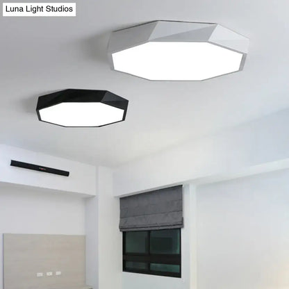 Hexagonal ceiling light set of 2 in white and black with frosted diffusers on Tampa Home & Garden Store