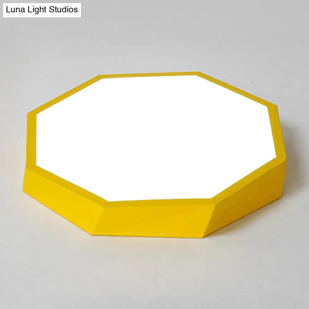 Hexagonal ceiling light with yellow mounting edge and white diffuser by Decorbites on Tampa Home & Garden Store