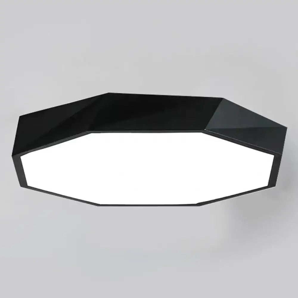 Black hexagonal ceiling light with white diffuser for bedroom on Tampa Home & Garden Store