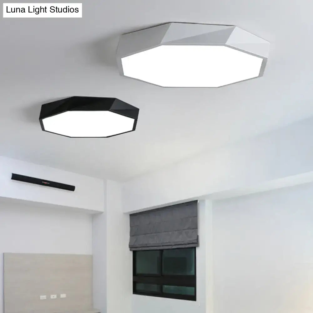Hexagonal mount ceiling light pair in white and black finishes for bedroom on Tampa Home & Garden Store