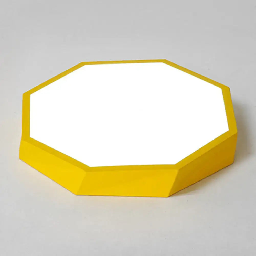 Hexagonal ceiling light yellow frame with white diffuser by Decorbites on Tampa Home & Garden Store