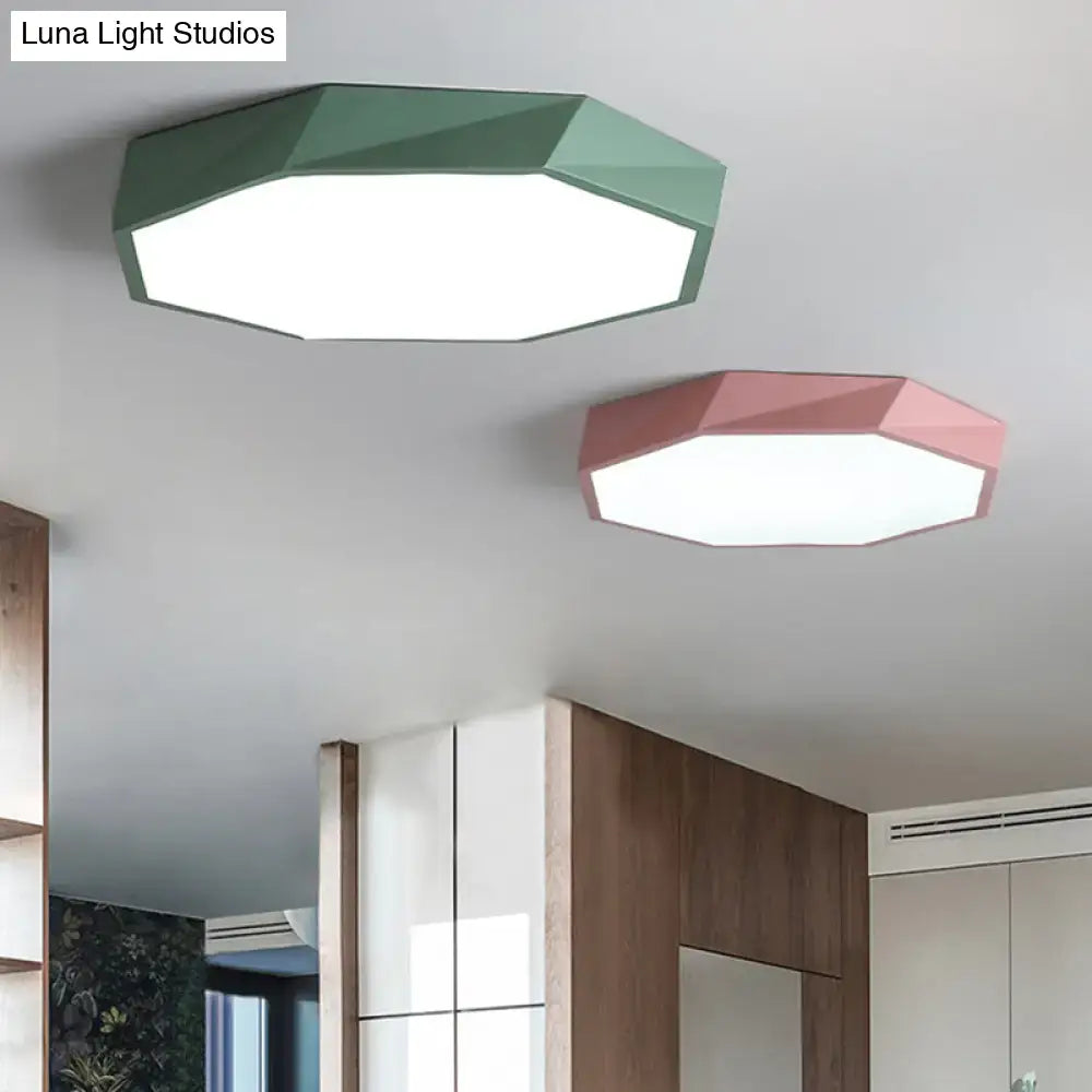 Contemporary hexagonal ceiling light pair in green and pink with white diffusers Decorbites on Tampa Home & Garden Store