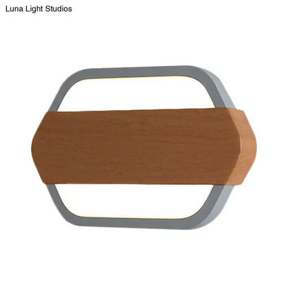 Gray Brown Wall Lamp wood block with gray metal frame Decorbites Home & Garden on Tampa Home & Garden Store