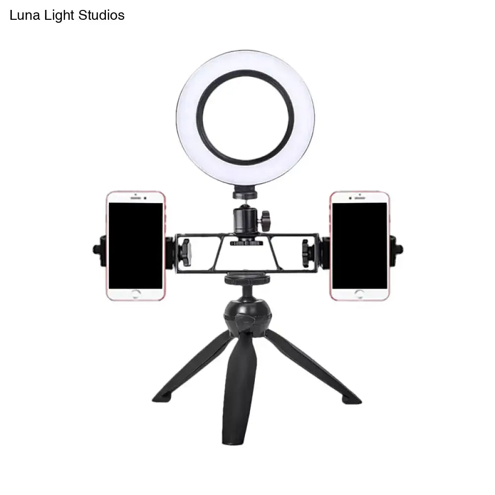 Black Tripod LED Lamp from Decorbites with ring light and dual phone mounts on Tampa Home & Garden Store