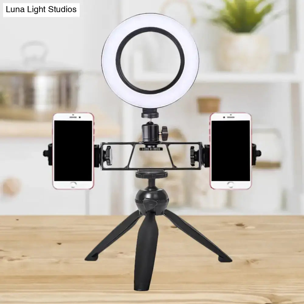 Black Tripod LED Lamp by Decorbites with ring light and dual smartphone mounts on Tampa Home & Garden Store