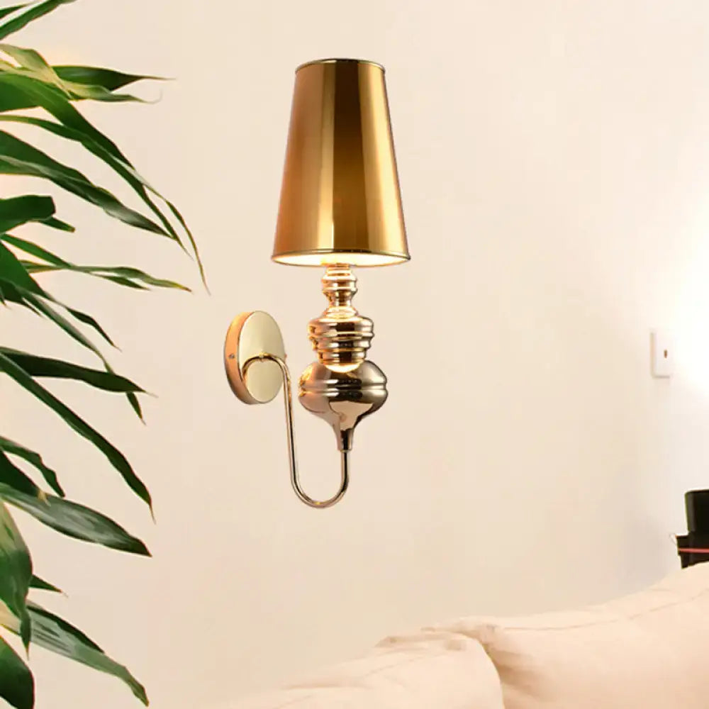 Fabric sconce with gold-brass finish and cylindrical shade, wall-mounted Decorbites light on Tampa Home & Garden Store