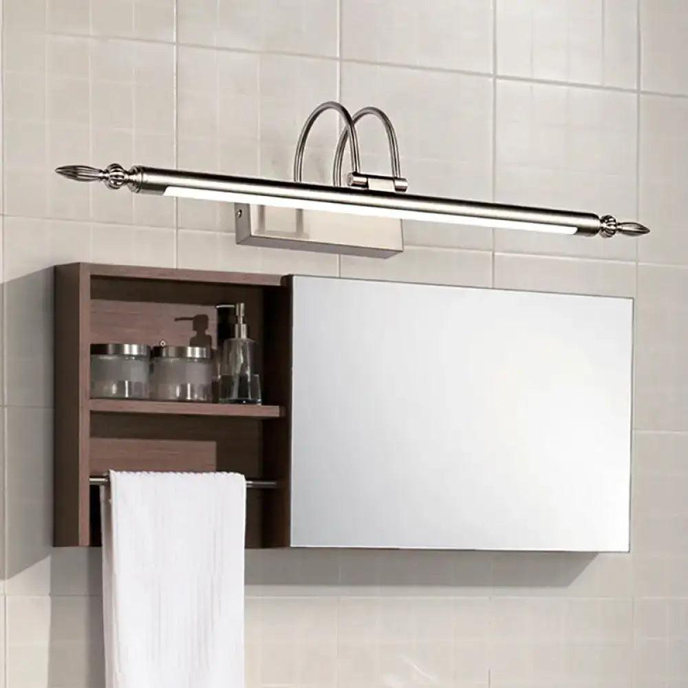 Contemporary nickel LED wall sconce with warm light, horizontal bar design on Tampa Home & Garden Store