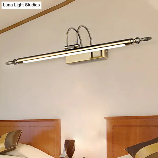Contemporary nickel LED wall sconce with warm light, above bed, Decorbites on Tampa Home & Garden Store