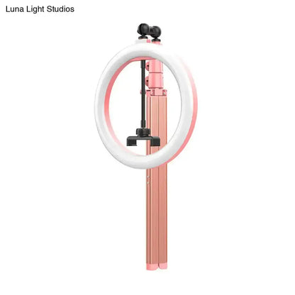 Pink and Black Metallic Circular Mirror Wall Lamp