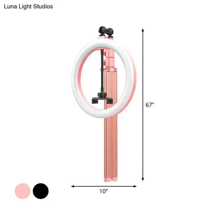 Pink and Black Metallic Circular Mirror Wall Lamp