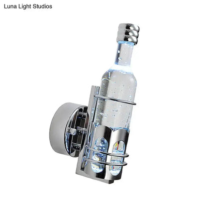 Contemporary purple bottle wall light with chrome cage and bubble accents on Tampa Home & Garden Store