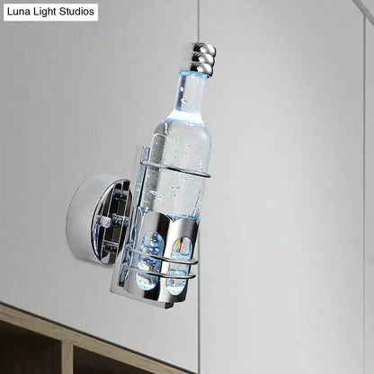 Contemporary purple crystal wall light bottle lamp with chrome fixture on Tampa Home & Garden Store