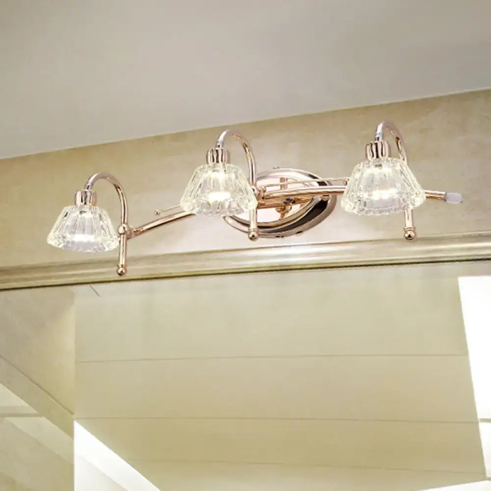 Rose Gold Truncated Cone Vanity Light by Decorbites, 3 glass shades, wall mount on Tampa Home & Garden Store
