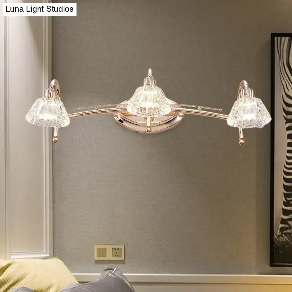 Rose Gold Truncated Cone Vanity Light with three crystal shades by Decorbites on Tampa Home & Garden Store