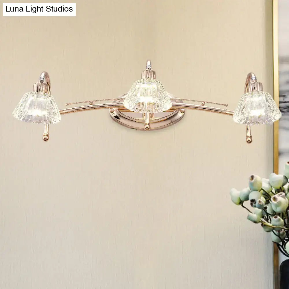 Rose Gold Truncated Cone Vanity Light, Decorbites; three-light vanity fixture with glass shades on Tampa Home & Garden Store