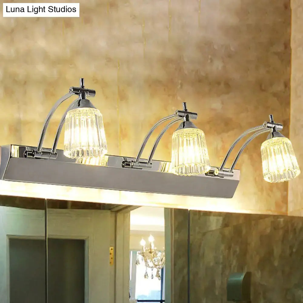 Silver Crystal Vanity Light by Decorbites, chrome bar with four glass shades on Tampa Home & Garden Store