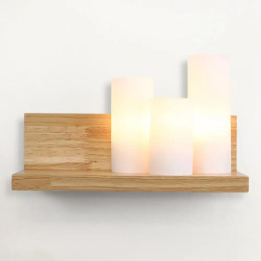 3-Head Contemporary Tube Shade Wall Lamp with Wooden Shelf – Perfect for Cloth Shop - Tampa Home & Garden Store