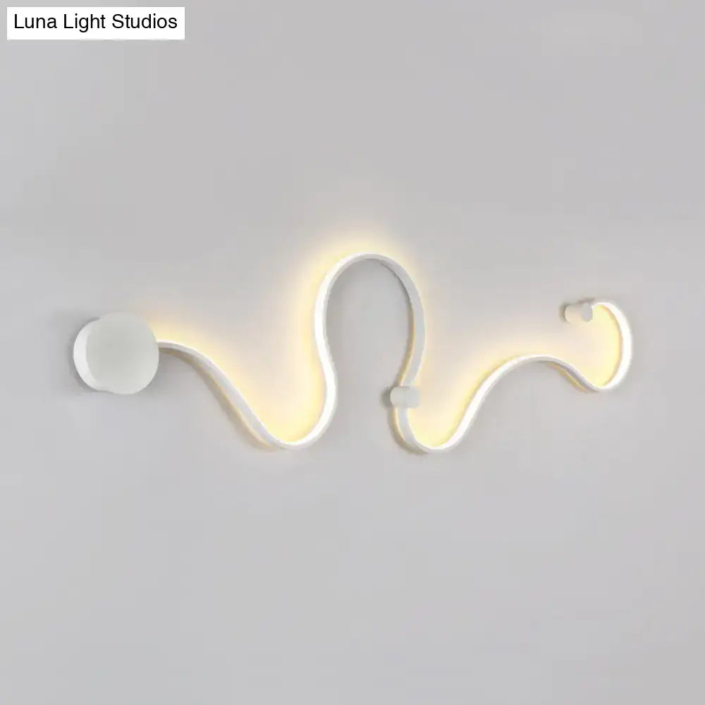 Black White Twist Sconce by Decorbites, serpentine LED wall light with warm glow on Tampa Home & Garden Store