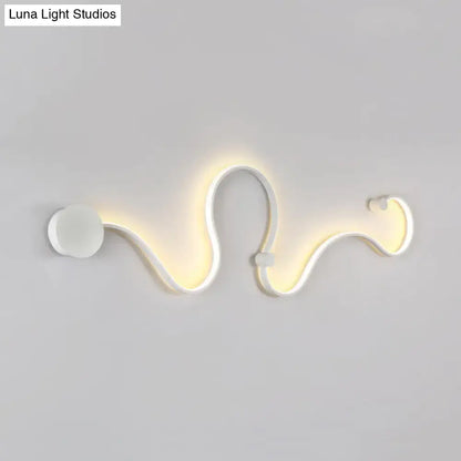 Black White Twist Sconce by Decorbites, serpentine LED wall light with warm glow on Tampa Home & Garden Store