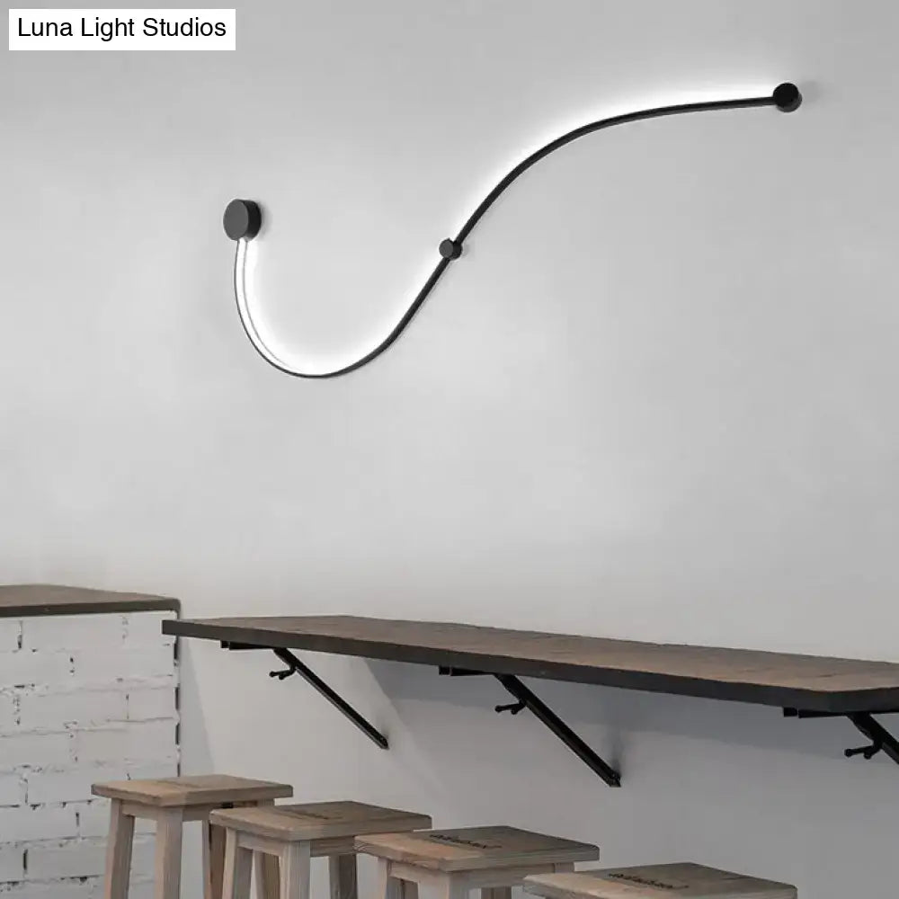 Black White Twist Sconce by Decorbites, modern LED wall light with curved twist on Tampa Home & Garden Store
