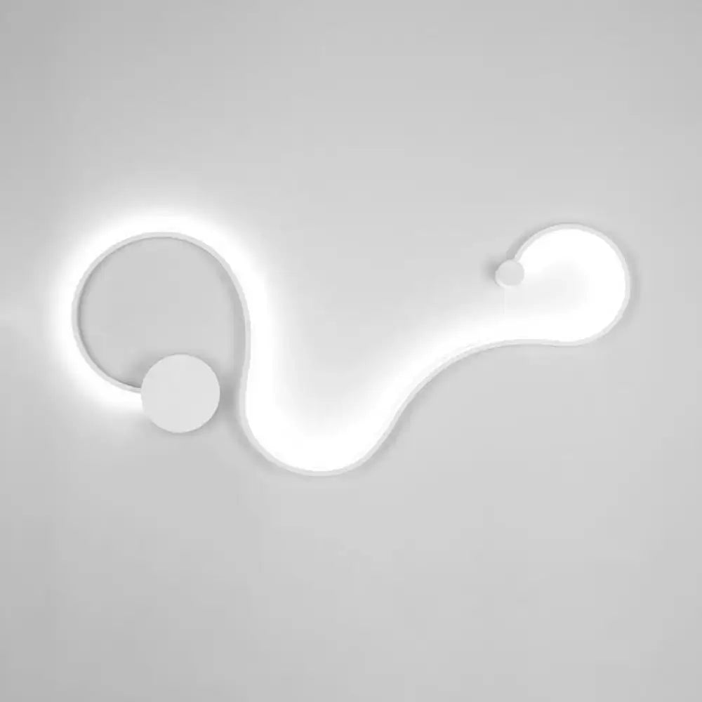 White twist sconce with curved loop and circular backplate, Decorbites LED wall light on Tampa Home & Garden Store