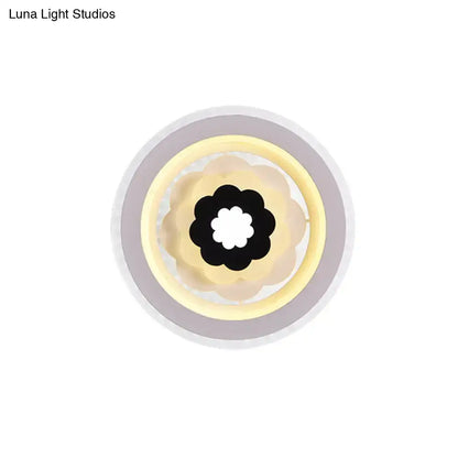 White Beige LED Sconce by Decorbites, round petal-design fixture with warm LED ring on Tampa Home & Garden Store