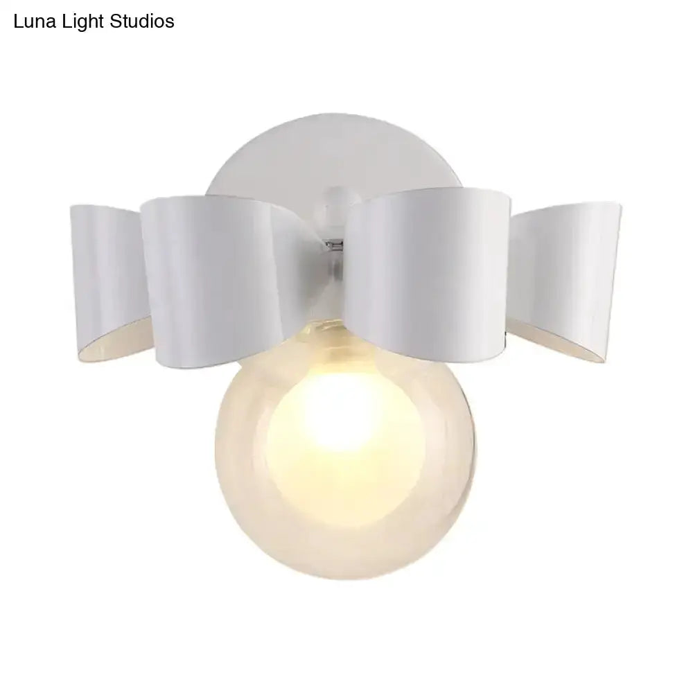 Contemporary white ceramic petal wall lamp with glass globe by Decorbites on Tampa Home & Garden Store