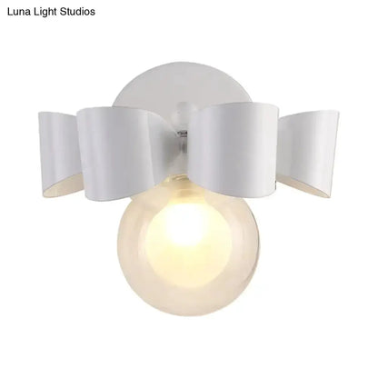 Contemporary white ceramic petal wall lamp with glass globe by Decorbites on Tampa Home & Garden Store