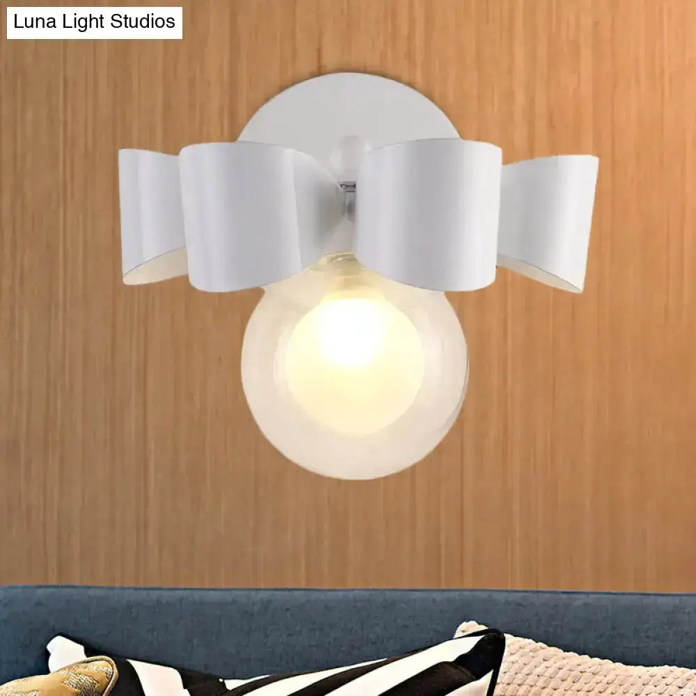 Decorbites white ceramic petal wall lamp with glass round globe on circular backplate on Tampa Home & Garden Store