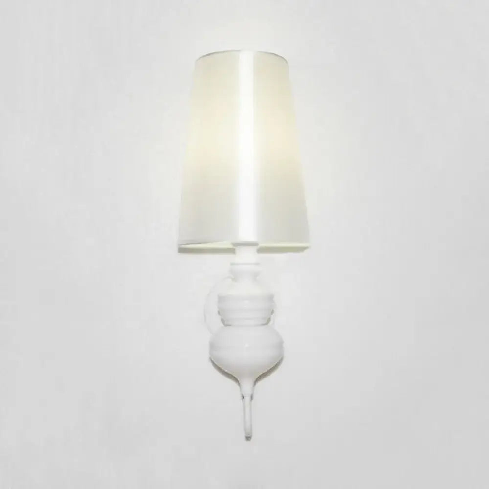 Contemporary white ceramic wall light with tapered white shade, E26/E27, Decorbites on Tampa Home & Garden Store