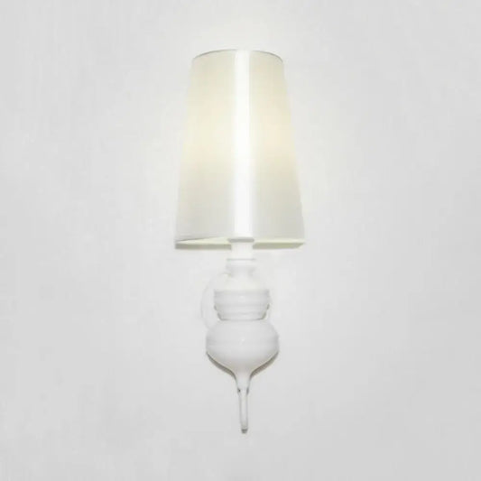 Contemporary white ceramic wall light with tapered white shade, E26/E27, Decorbites on Tampa Home & Garden Store