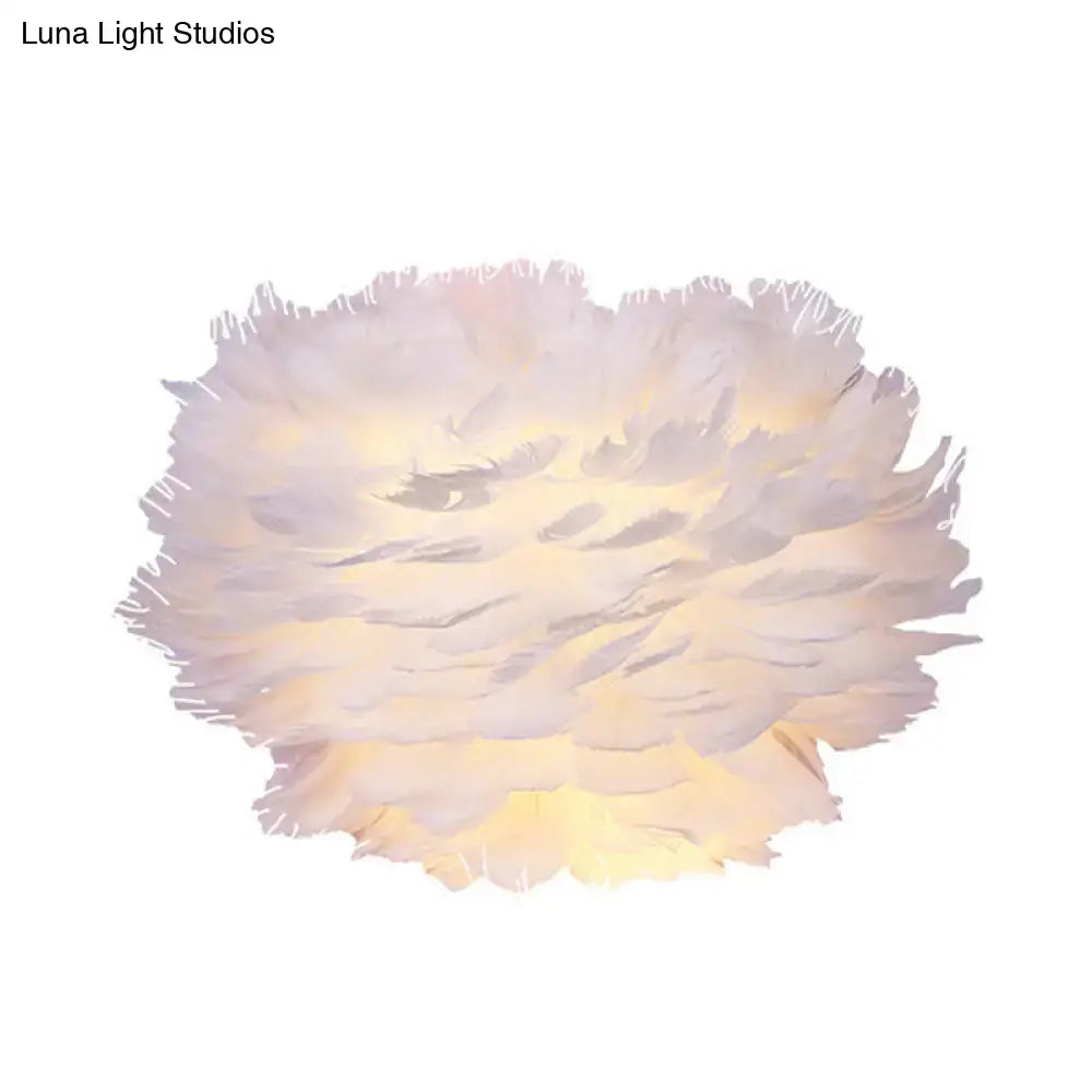 White feather single bulb sconce with fluffy shade Decorbites on Tampa Home & Garden Store