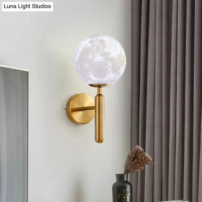 Contemporary white glass moon wall sconce Decorbites with gold brass mount for bedroom on Tampa Home & Garden Store