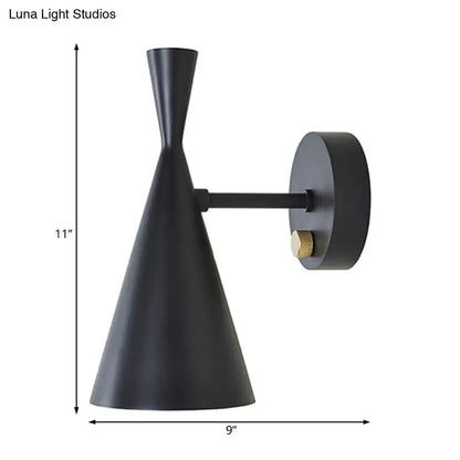 Decorbites gold adjustable arm 3-light wall sconce with conical shade and brass knob on Tampa Home & Garden Store