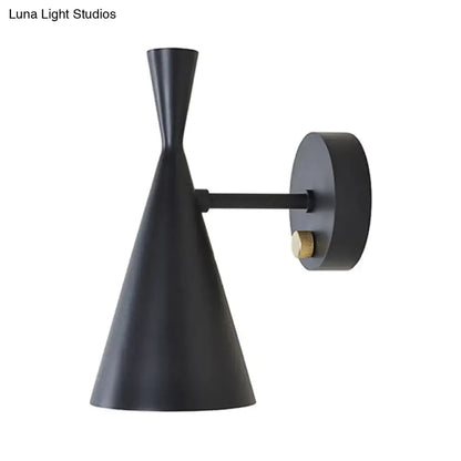 Gold Adjustable Arm 3-Light Wall Sconce black metal with conical shade and brass knob on Tampa Home & Garden Store