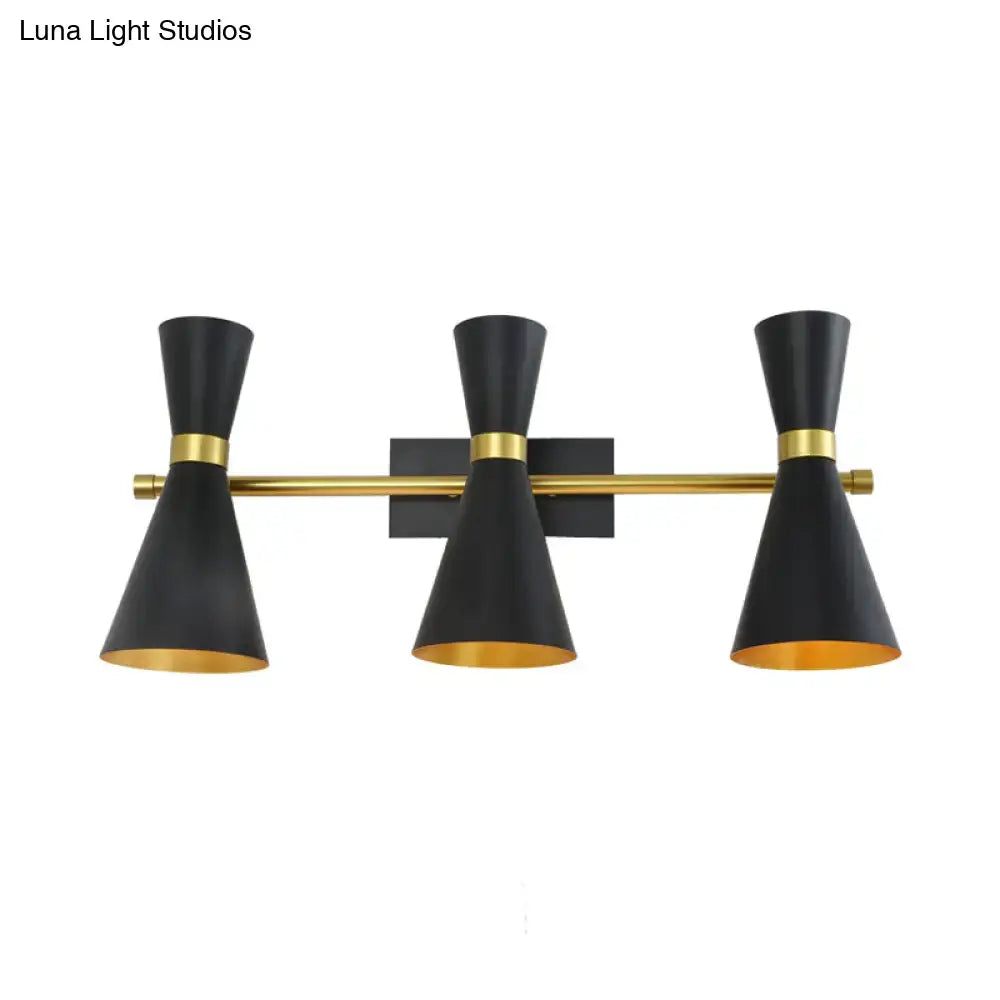Gold Adjustable Arm 3-Light Wall Sconce with black shades, gold accents Decorbites on Tampa Home & Garden Store