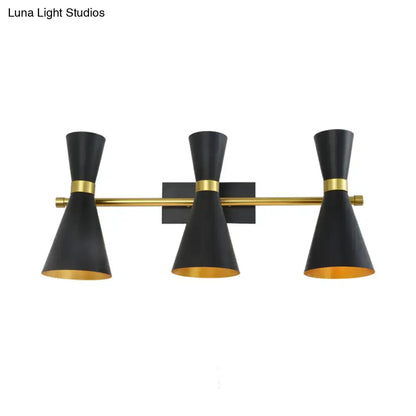 Gold Adjustable Arm 3-Light Wall Sconce with black shades, gold accents Decorbites on Tampa Home & Garden Store