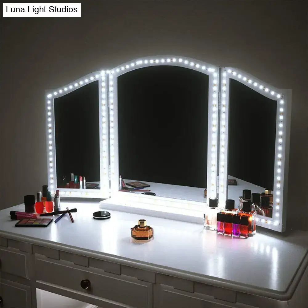 White LED Vanity Mirror by Decorbites, tri-fold with bright LED frame for makeup vanity on Tampa Home & Garden Store