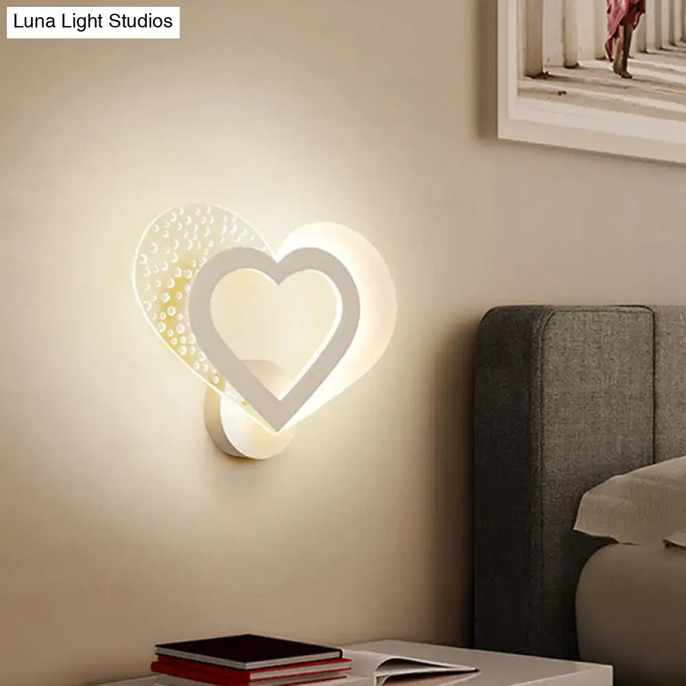 Decorbites White Heart Wall Sconce with overlapping hearts and warm glow wall mounted on Tampa Home & Garden Store