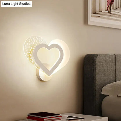 Decorbites White Heart Wall Sconce with overlapping hearts and warm glow wall mounted on Tampa Home & Garden Store