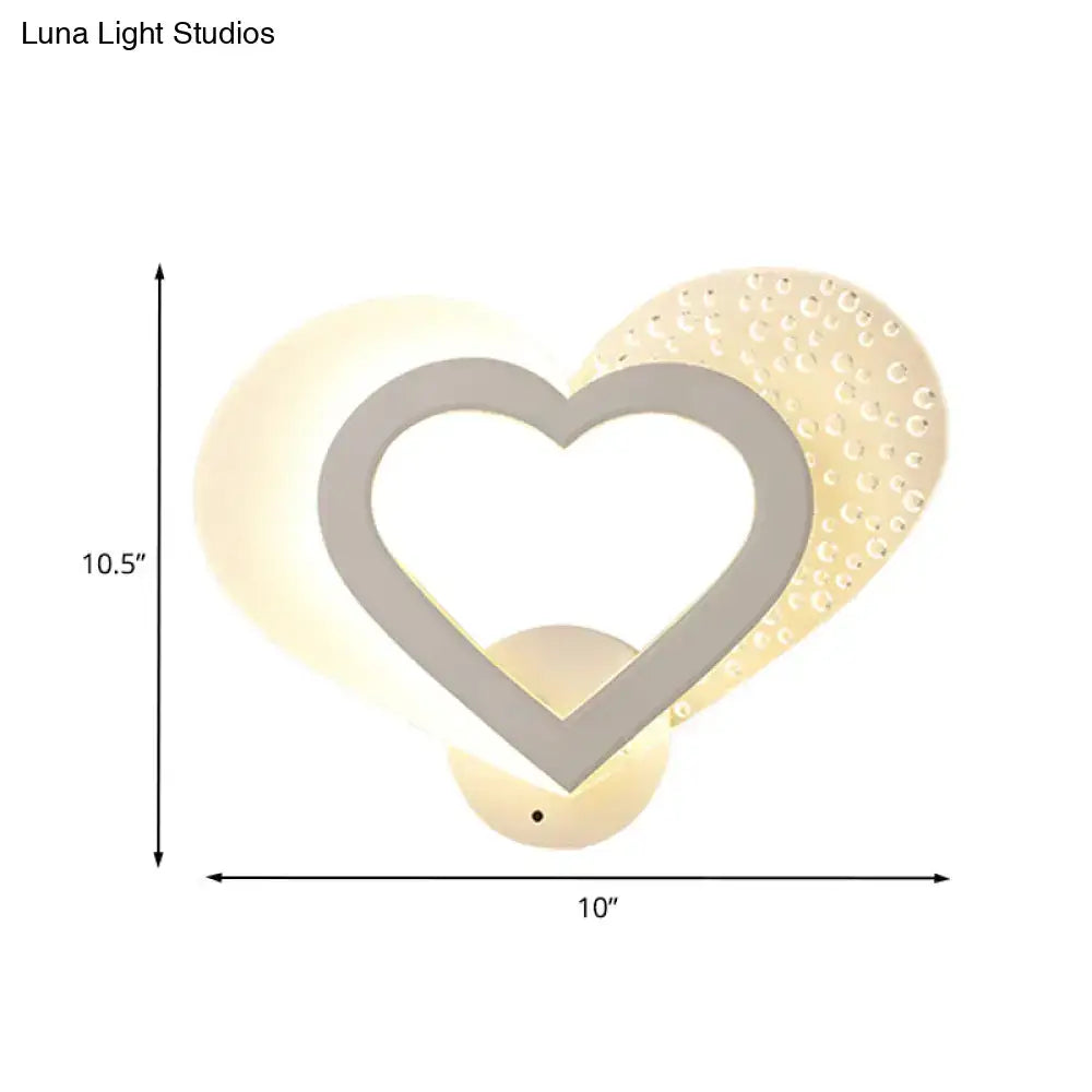 White heart wall sconce with heart outline and gold backplate, 10 in wide by 10.5 in high on Tampa Home & Garden Store