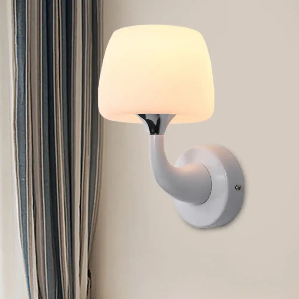 White Opal Glass Sconce by Decorbites with curved white arm wall mount on Tampa Home & Garden Store