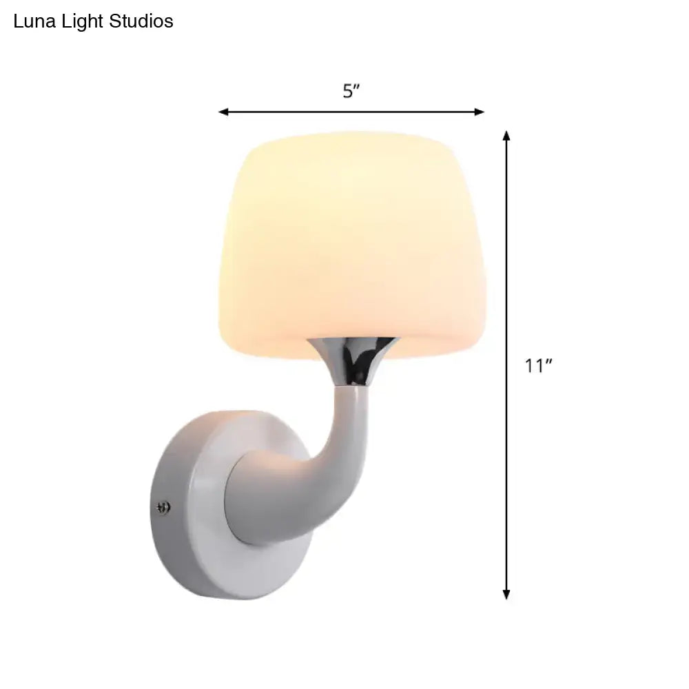 White Opal Glass Sconce by Decorbites with chrome mount, 11in high, 5in shade on Tampa Home & Garden Store