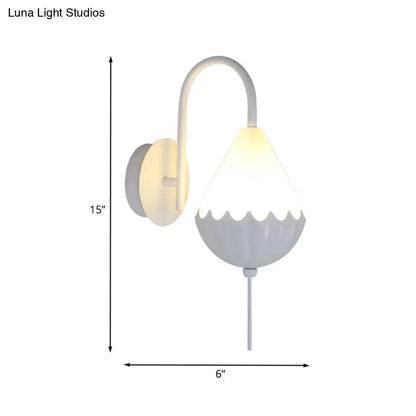 Wall sconce Decorbites: contemporary white scalloped shade with curved arm for the bedroom on Tampa Home & Garden Store